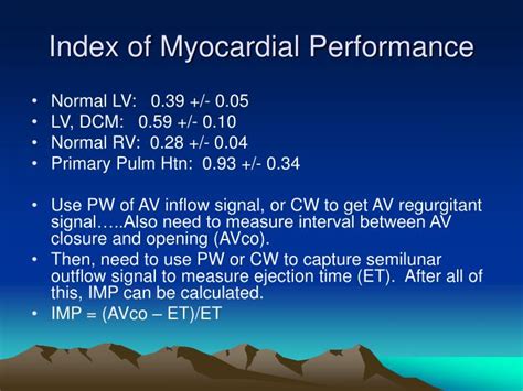 Myocardial performance index as an echocardiographic 